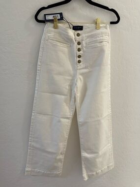 Ramy Brook NWT Wide Leg White Angela Jeans with Button Fly $265 Sz 26